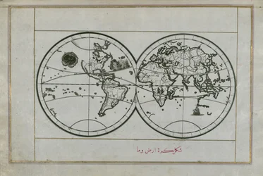 Carte du monde en double hémisphère